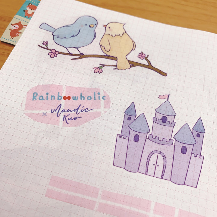 (ST007) Rainbowholic x Mandie Kuo Collaboration Fairy Tale Sticker Set (2 sheets)