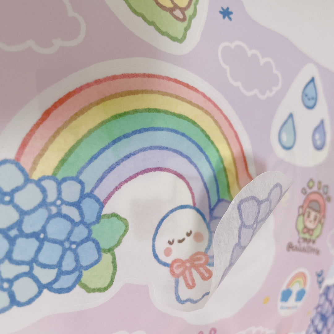 (ST012) Original Rainbowholic x Chichilittle Collaboration Hydrangea Sticker Set (2 sheets)