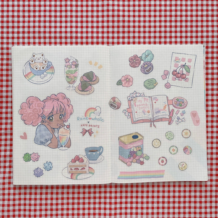 (ST036) Rainbowholic x Kate Paints Kawaii Sweets Sticker Set (2 sheets)