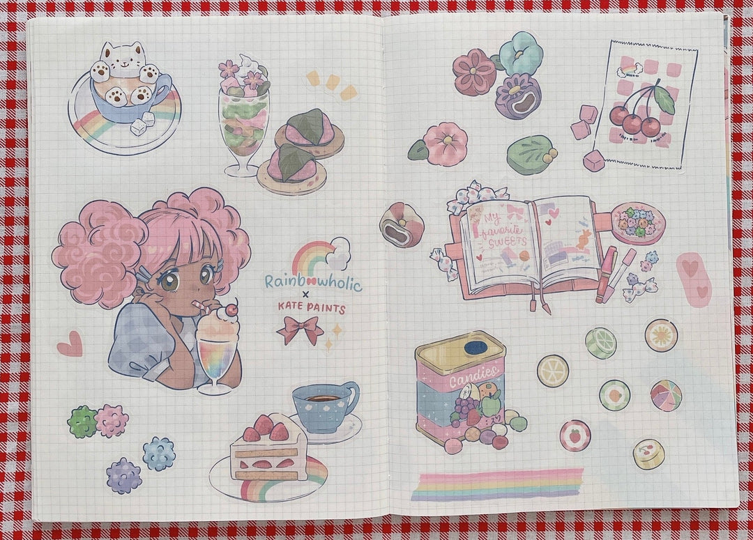 (ST036) Rainbowholic x Kate Paints Kawaii Sweets Sticker Set (2 sheets)