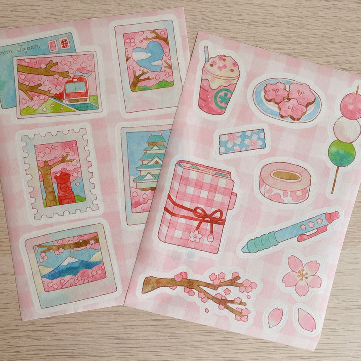 (ST040) Original Rainbowholic x Chichilittle Collaboration "Cherry Blossoms" Sticker Set (2 sheets)