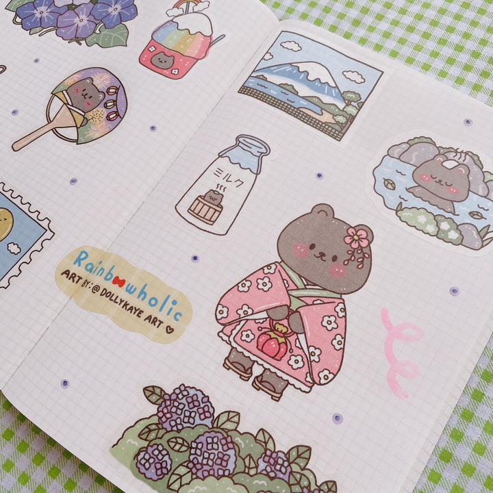 (ST033) Rainbowholic x Dolly Kaye Art "Japanese Summer & Onsen" Sticker Set (2 sheets)