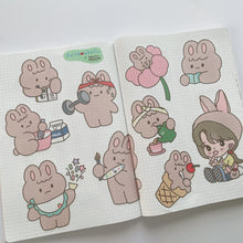 Load image into Gallery viewer, (ST038) Original Rainbowholic x Hamstergampoong Rabbit Life Sticker Set (2 sheets)
