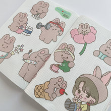 Load image into Gallery viewer, (ST038) Original Rainbowholic x Hamstergampoong Rabbit Life Sticker Set (2 sheets)
