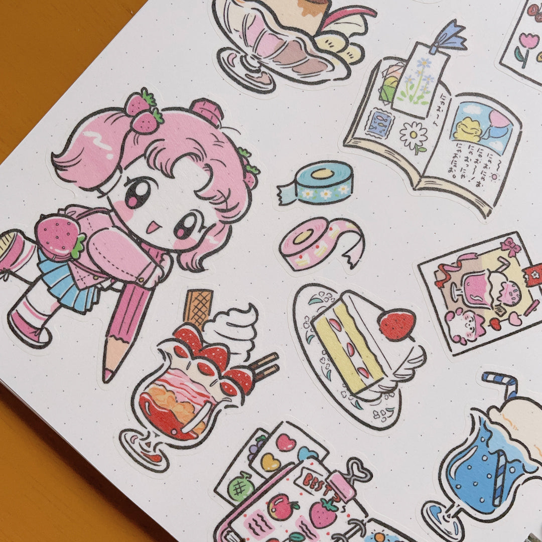 (ST066) Rainbowholic x Ichi Bungu Kissa & Bakery A5 Sticker Sheet Set (2 sheets)