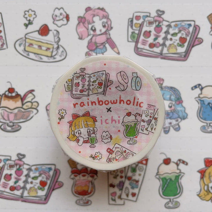 (MT085) Rainbowholic x Ichi Bungu Kissa (Stationery Cafe) 3cm Washi Tape