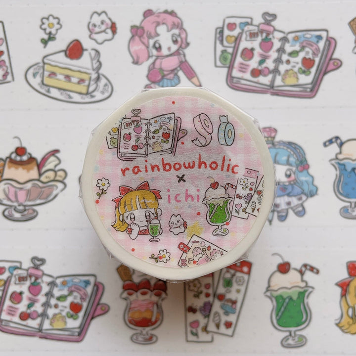 (MT085) Rainbowholic x Ichi Bungu Kissa (Stationery Cafe) 3cm Washi Tape