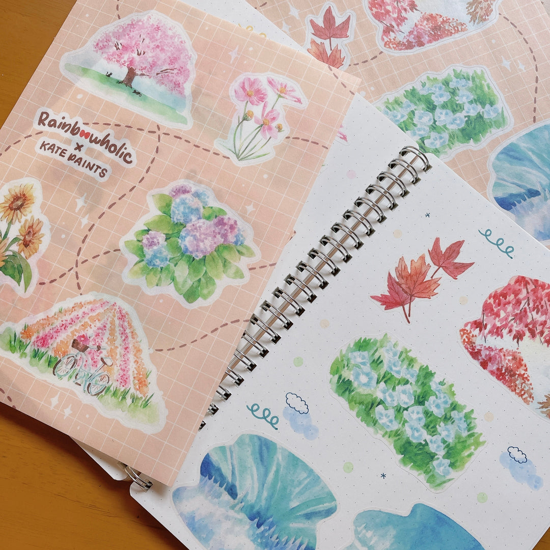 (ST052) Rainbowholic x Kate Paints Beautiful Scenery / Seasons Sticker Set (2 sheets)