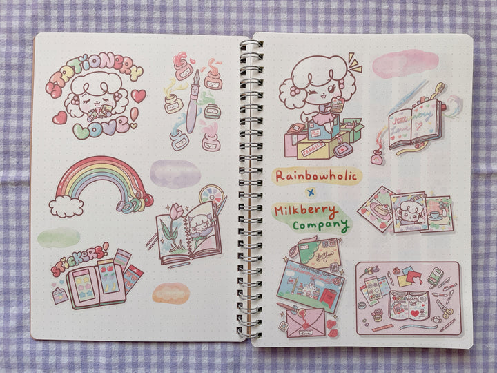 (ST039) Rainbowholic x MilkBerry Company Collaboration Stationery Love Sticker Set (2 sheets)