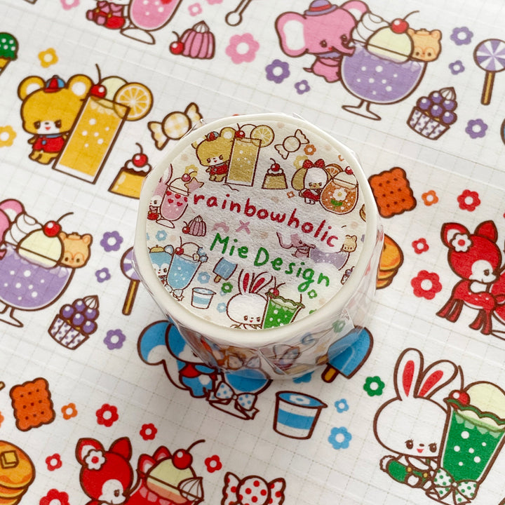 (MT050) Rainbowholic x Mie Design Retro Ochame Friends 3cm Washi Tape