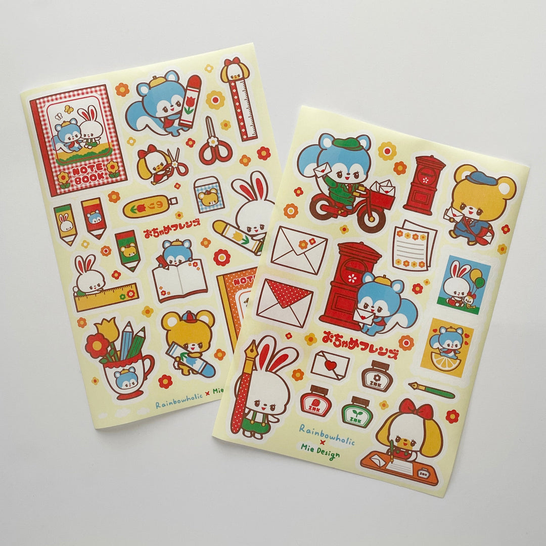 (ST031) Rainbowholic x Mie Design Retro Ochame Friends A5 Sticker Sheet Set