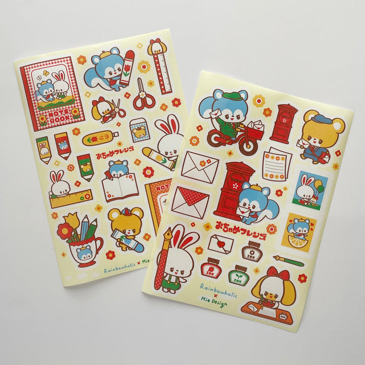 (ST031) Rainbowholic x Mie Design Retro Ochame Friends A5 Sticker Sheet Set
