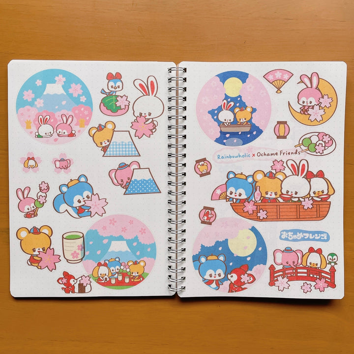 (ST042) Rainbowholic x Ochame Friends Sakura Series A5 Sticker Sheet Set