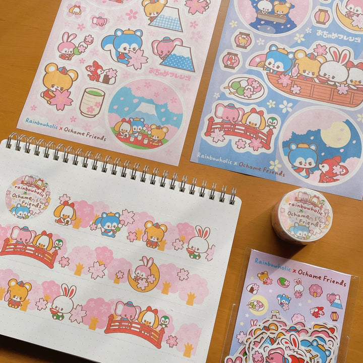 (ST042) Rainbowholic x Ochame Friends Sakura Series A5 Sticker Sheet Set