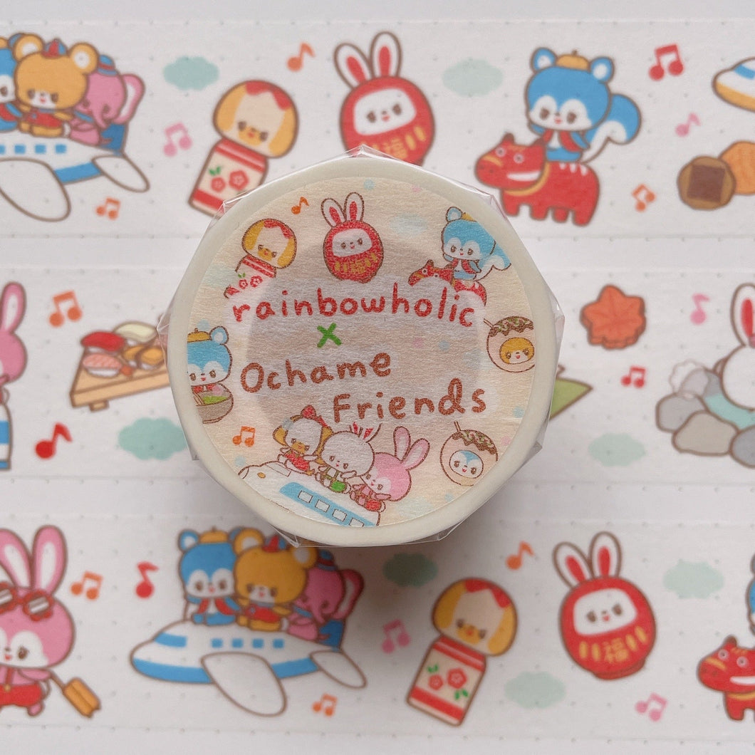 (MT077) Rainbowholic x Ochame Friends Japan Trip 3cm Washi Tape