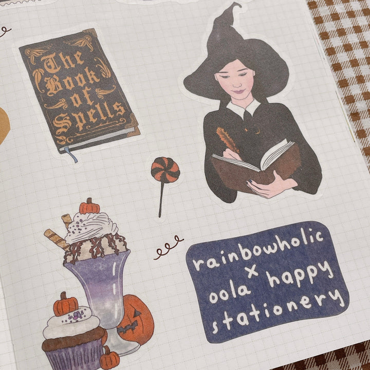 (ST045) Original Rainbowholic x Oola Happy Stationery Collaboration Autumn & Halloween Sticker Set (2 sheets)