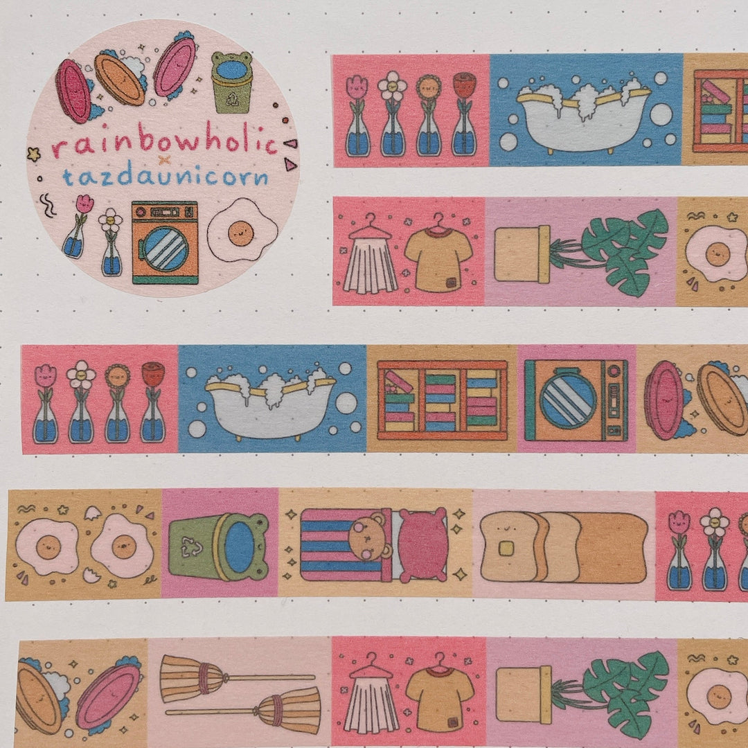 (MT079) Original Rainbowholic x Tazdaunicorn House Chores Washi Tape