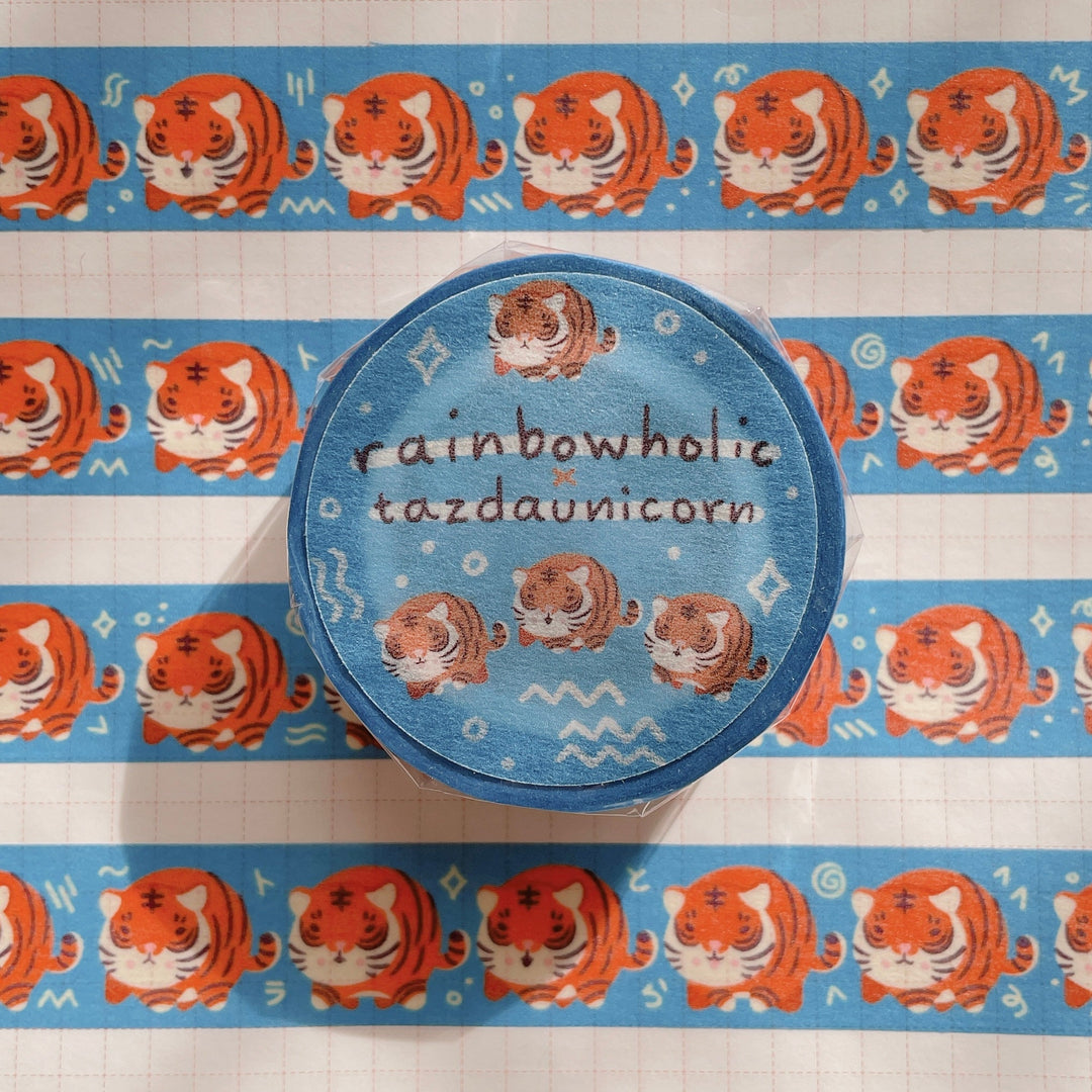 (MT036) Ruban Washi original Chonky Tiger Rainbowholic x Tazdaunicorn en collaboration