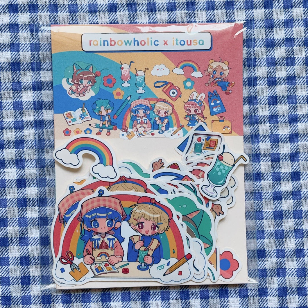 (FS010) Rainbowholic x itousa Bungu Kissa (Stationery Cafe) Flake Seal