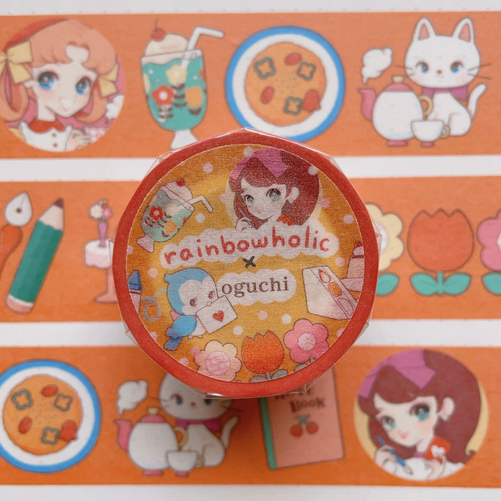 (MT081) Rainbowholic x oguchi Bungu Kissa (Stationery Cafe) 3cm Washi Tape