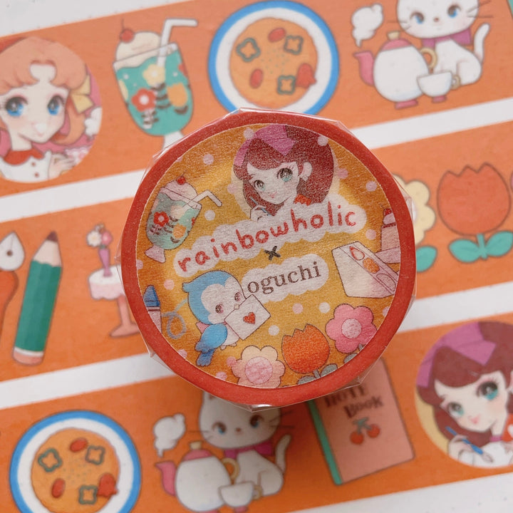 (MT081) Rainbowholic x oguchi Bungu Kissa (Stationery Cafe) 3cm Washi Tape