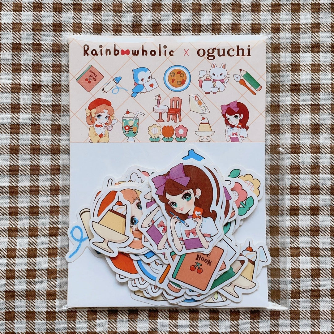 (FS007) Rainbowholic x oguchi Bungu Kissa (Stationery Cafe) Flake Seal