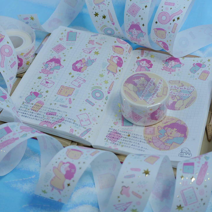 (MT045) Rainbowholic x Tazdaunicorn 3cm Washi Tape (w/ releasing paper)
