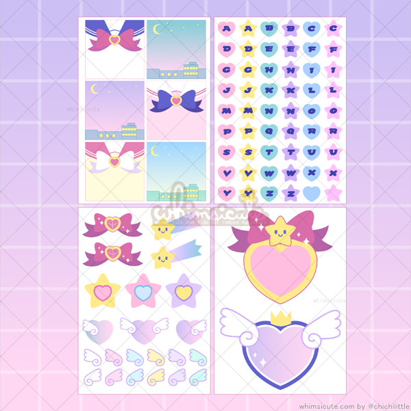 Whimsicute Magical Girl Power Sticker Sheet SET - Matte