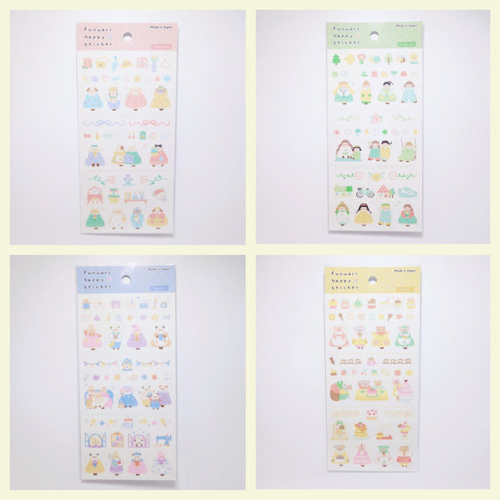 Funwari cute girls home time stars happy sticker set (4 pcs)