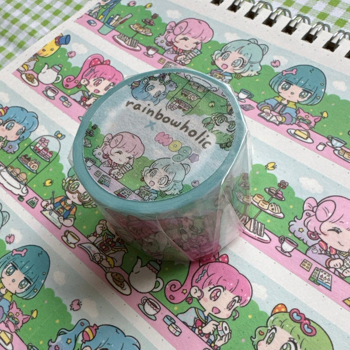 (MT099) Rainbowholic x mog Stationery Tea Party 3cm Washi Tape