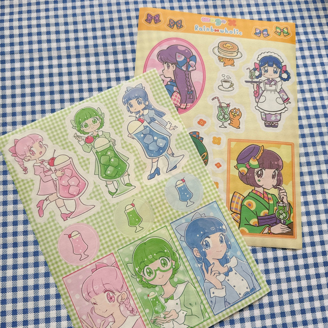 (ST085) Rainbowholic x mog Stationery Tea Party A5 Sticker Sheet Set (2 pcs.)