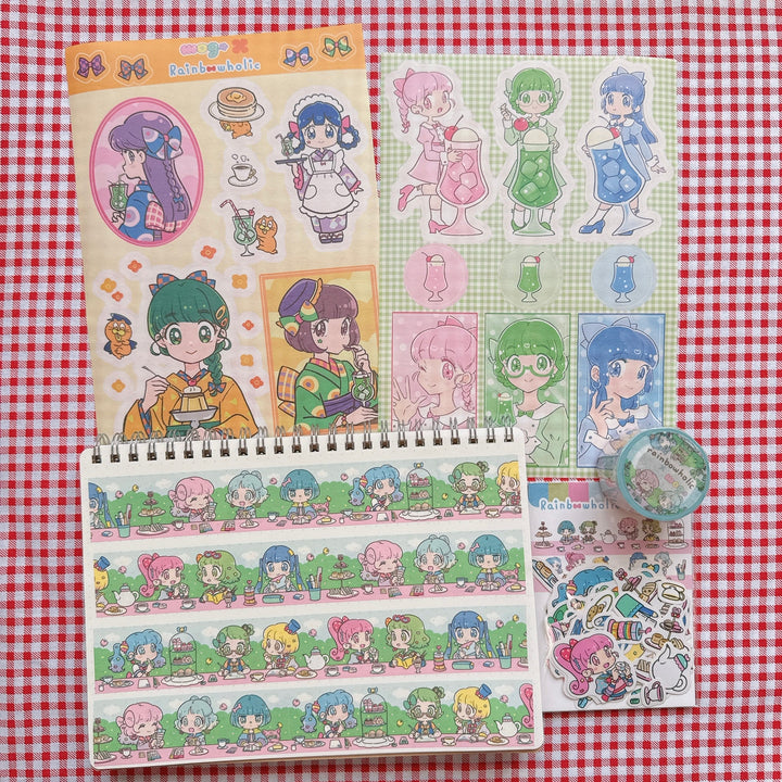(ST085) Rainbowholic x mog Stationery Tea Party A5 Sticker Sheet Set (2 pcs.)