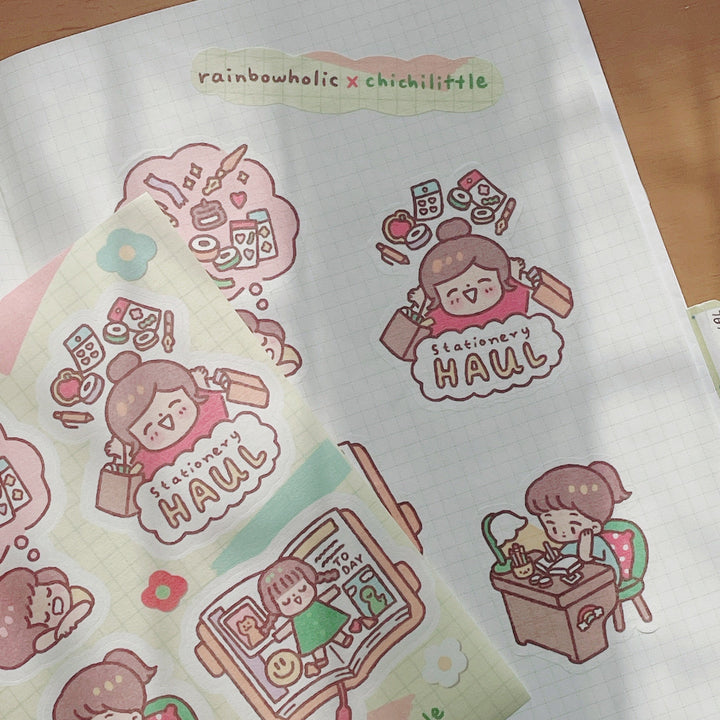 (ST057) Pegatinas tamaño A6 de Rainbowholic x Chichilittle Stationery Haul