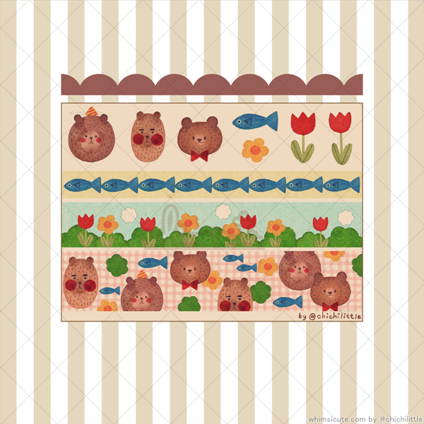 Whimsicute KRAFT - Bears and Fish Sticker Sheet